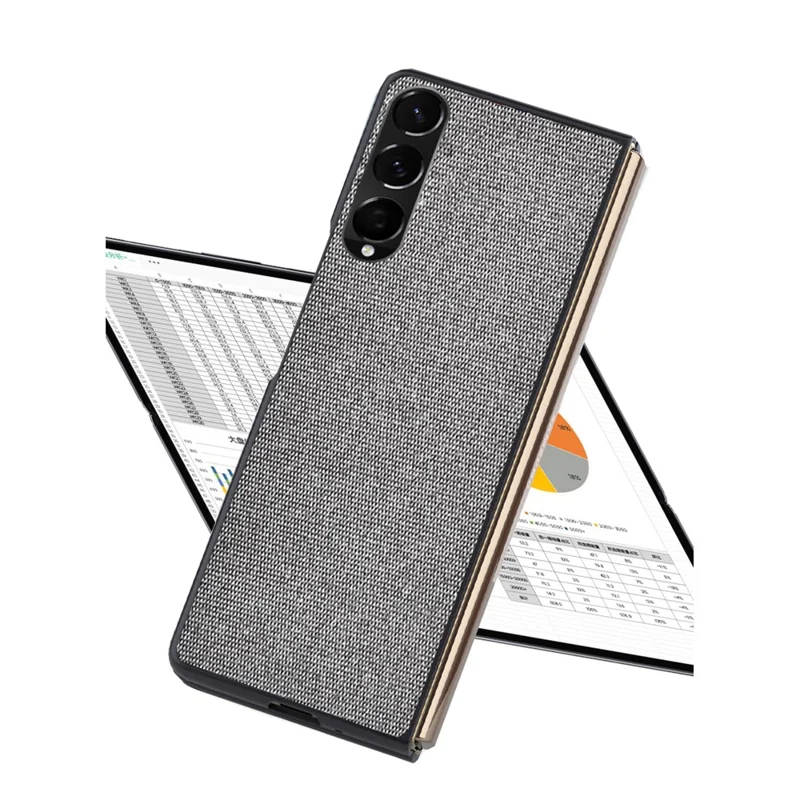 Sea Sand Textured Phone Case for Samsung Galaxy Z Fold3 5G, PU Leather Coated Hard PC Thin Durable Protective Cover - Black