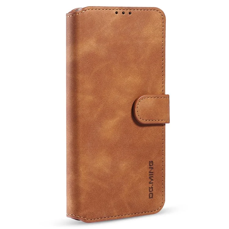 Дг. Ming Retro Style Leather Flio Flip Swellet Cover с Ремешком Для Samsung Galaxy A22 5G (версия Ес) - Коричневый