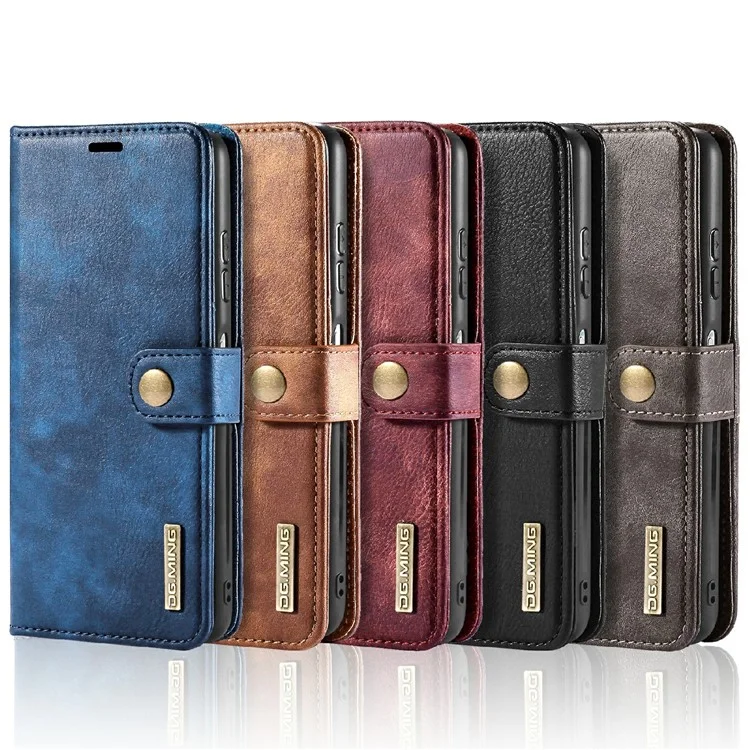 Dg. Conception de Portefeuille en Cuir Split Ming Détachenable Shell de Boîtier de Téléphone 2 en 1 Pour Samsung Galaxy A22 5G (version Ue) - Bleu