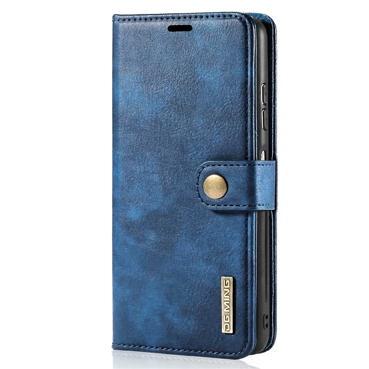 Dg. Conception de Portefeuille en Cuir Split Ming Détachenable Shell de Boîtier de Téléphone 2 en 1 Pour Samsung Galaxy A22 5G (version Ue) - Bleu