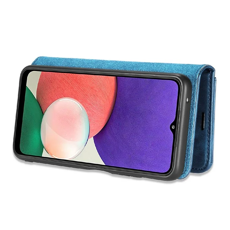 Dg. Conception de Portefeuille en Cuir Split Ming Détachenable Shell de Boîtier de Téléphone 2 en 1 Pour Samsung Galaxy A22 5G (version Ue) - Bleu