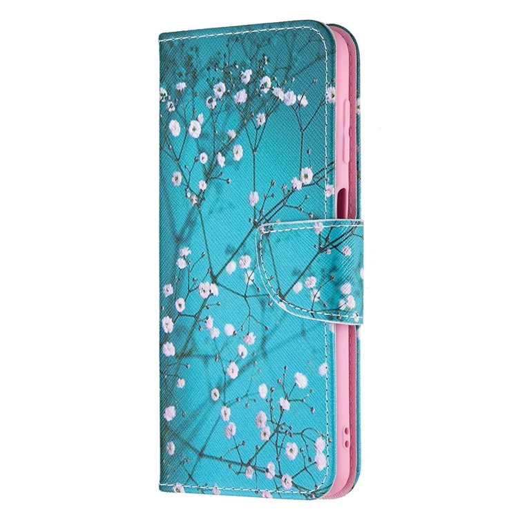 Support de Support Modèle D'impression PU en Cuir en Cuir en Cuir PU Magnétique Couvre-porte-sacs à Bandoulière Pour Samsung Galaxy M32 (version Globale) - Fleur de Prune