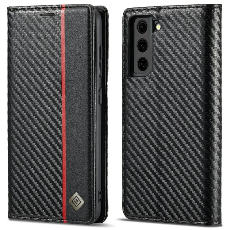 LC.IMEEKE Ledertasche mit Karbon-Faser-Muster Handyhülle mit Brieftasche für Samsung Galaxy S21+ 5G - Stil 2