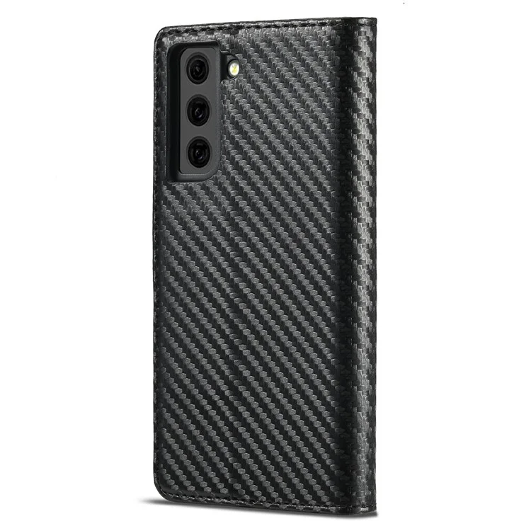 LC.IMEEKE Ledertasche mit Karbon-Faser-Muster Handyhülle mit Brieftasche für Samsung Galaxy S21+ 5G - Stil 2