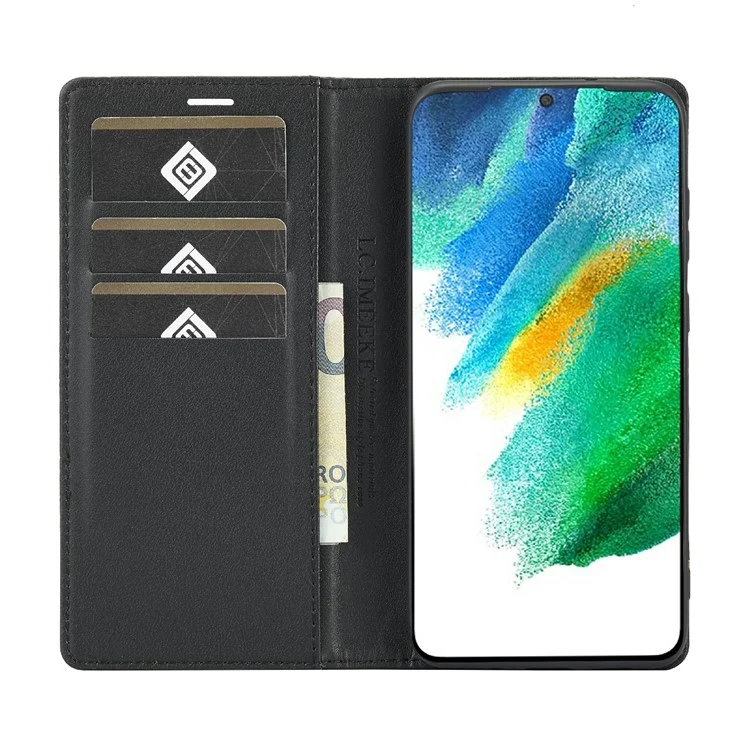 LC.IMEEKE Ledertasche mit Karbon-Faser-Muster Handyhülle mit Brieftasche für Samsung Galaxy S21+ 5G - Stil 2