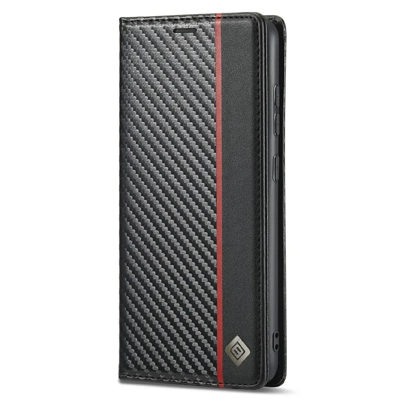 LC.IMEEKE Well-Protected Leather Case Carbon Fiber Pattern Phone Cover with Wallet for Samsung Galaxy A52 4G/5G / A52s 5G - Style 2