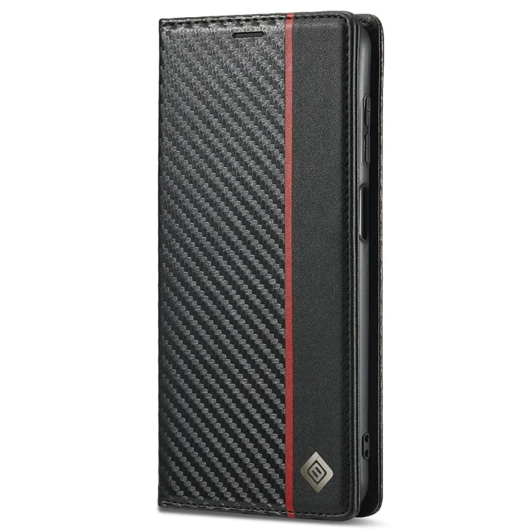 LC.IMEEKE Leather Case Carbon Fiber Pattern Phone Cover with Wallet Stand for Samsung Galaxy A22 5G (EU Version) - Style 1