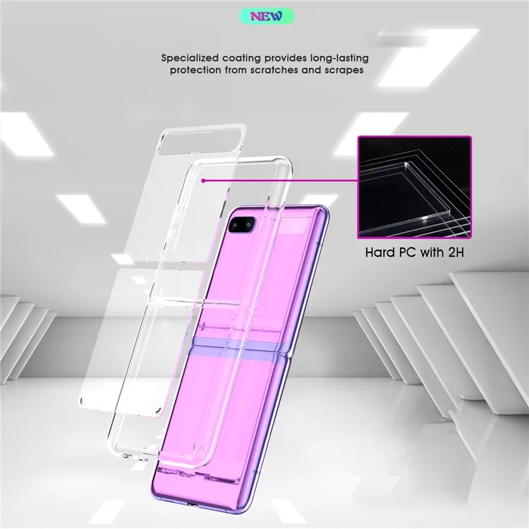 Anti Scratch Transparent Hard PC Phone Protective Cover Case pour Samsung Galaxy Z Flip