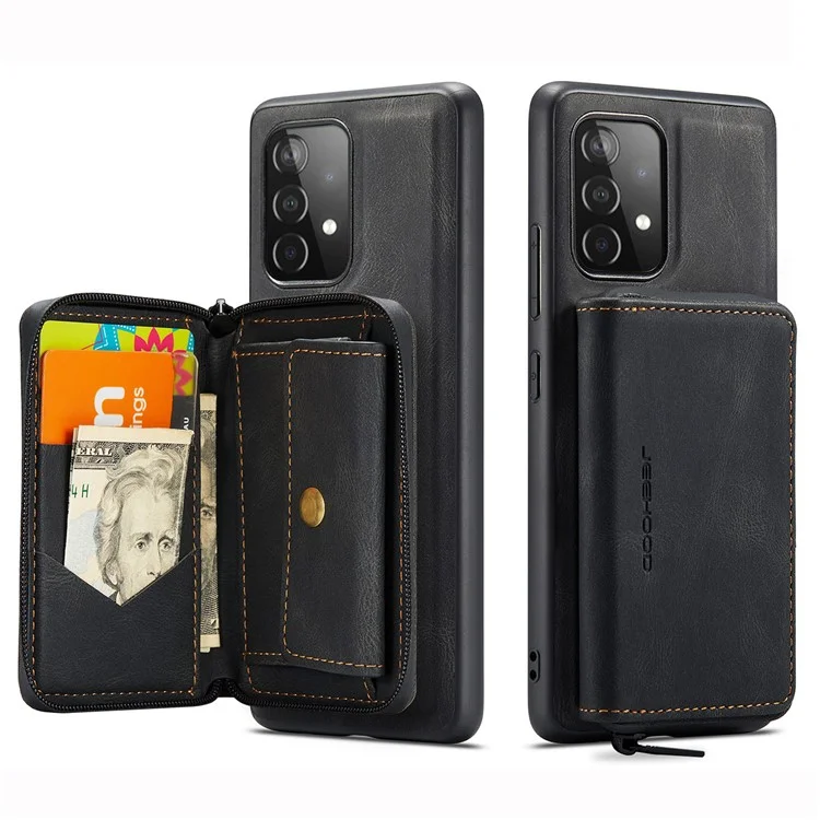 Jeohoege Magnetige Antragungsable 2-in-1 Raischelnette Wallet Leder Hybrid-hülle Mit Kickstand Für Samsung Galaxy A72 5G/4G - Schwarz