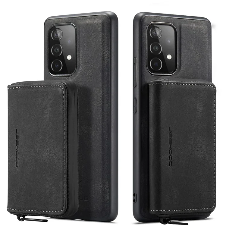 Jeohoege Magnetige Antragungsable 2-in-1 Raischelnette Wallet Leder Hybrid-hülle Mit Kickstand Für Samsung Galaxy A72 5G/4G - Schwarz