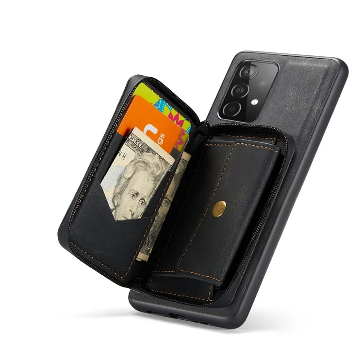 Jeohoege Magnetige Antragungsable 2-in-1 Raischelnette Wallet Leder Hybrid-hülle Mit Kickstand Für Samsung Galaxy A72 5G/4G - Schwarz