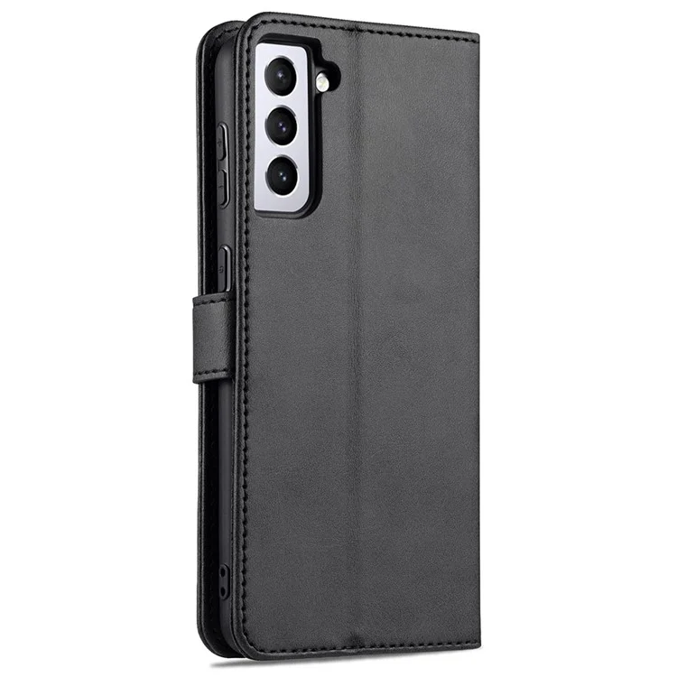 AZNS Wallet Stand Design Leather Phone Cover for Samsung Galaxy S21 FE - Black