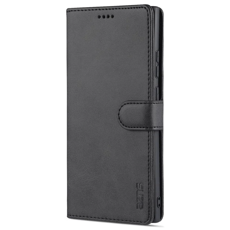 AZNS Leather Wallet Stand Folio Flip Card Slots Full Body Protection Phone Shell for Samsung Galaxy Note20 Ultra/Note20 Ultra 5G - Black