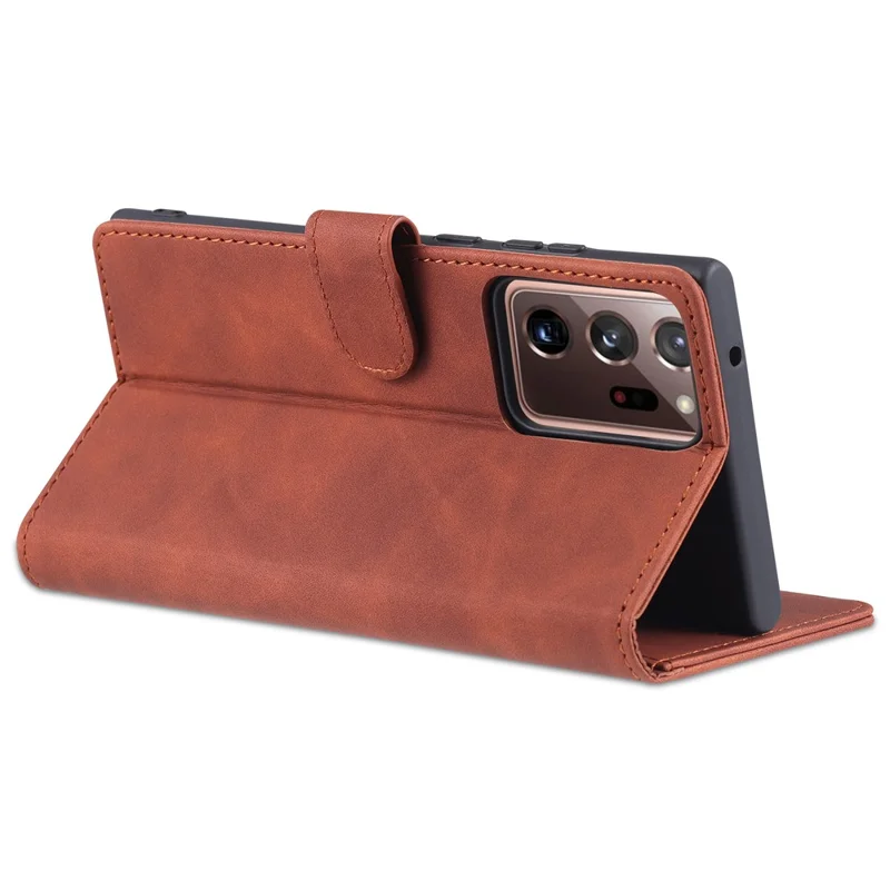 AZNS Leather Wallet Stand Folio Flip Card Slots Full Body Protection Phone Shell for Samsung Galaxy Note20 Ultra/Note20 Ultra 5G - Black