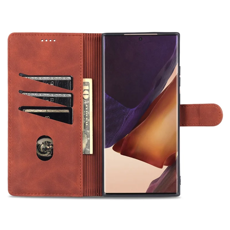 AZNS Leather Wallet Stand Folio Flip Card Slots Full Body Protection Phone Shell for Samsung Galaxy Note20 Ultra/Note20 Ultra 5G - Black