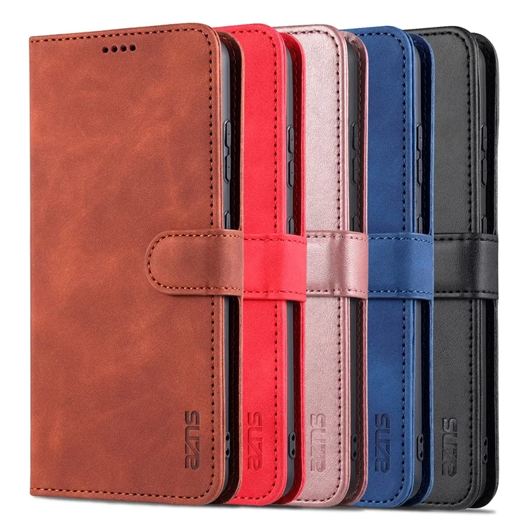 AZNS  Wallet Design PU Leather All-round Protection Phone Stand Cover Case for Samsung Galaxy S21 Ultra 5G - Blue