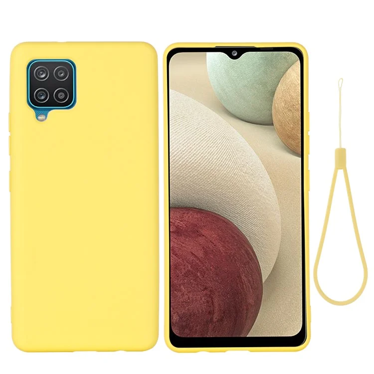Coperchio di Protezione da Shock Con Protezione Per Body Full-soft Touch Silicone Liquido Per Cinghia Per Samsung Galaxy M32 (versione Globale) - Giallo