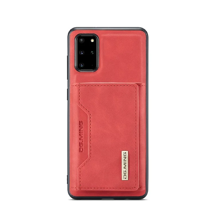 DG.MING M2 Series Anti-drop Magnetic Wallet Design with Kickstand  Leather Coated Hybrid Case for Samsung Galaxy S20 Plus - Red