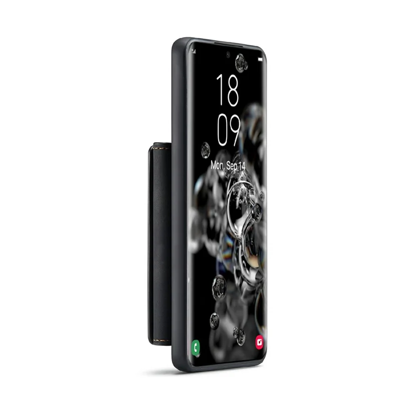 DG.MING M2 Series Anti-drop Magnetic Wallet Design with Kickstand  Leather Coated Hybrid Case for Samsung Galaxy S20 Plus - Black