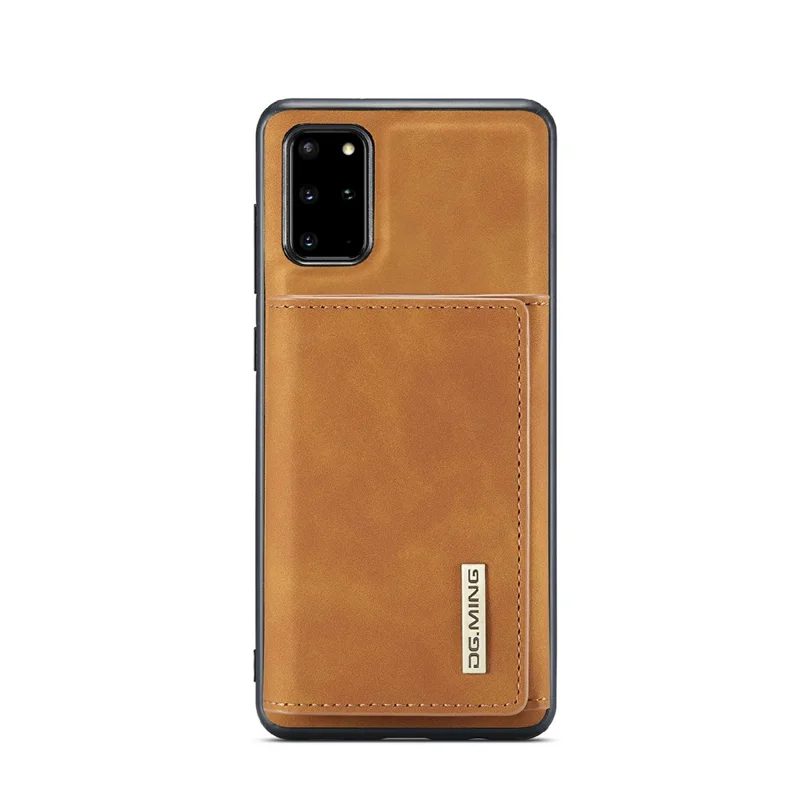 DG.MING M1 Series Phone Case PU + TPU + PC Back Cover with Magnetic Tri-Fold Wallet Kickstand for Samsung Galaxy S20 Plus - Brown