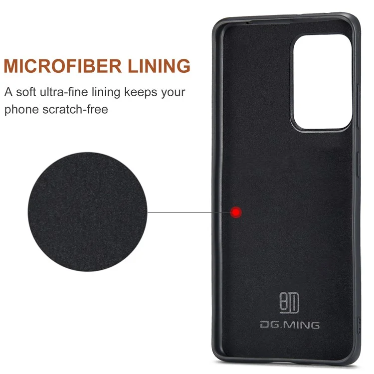 DG.MING M2 Series Tri-Fold Wallet Kickstand Design Magnetic Detachable Wireless Charging Hybrid Case per Samsung Galaxy S20 Ultra - Nero