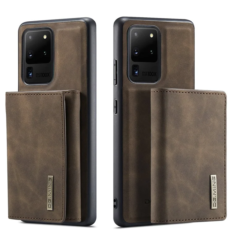 DG.. MING M1 Serie M1 Magnetica Staccabile A 2 In-1 Co Rivestito In Pelle TPU + PC Cover Ibrido Shell Con Portafoglio Kickstand Per Samsung Galaxy S20 Ultra - Caffè