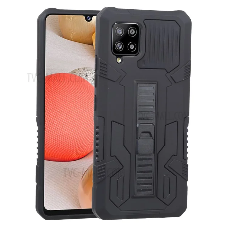 Пионерская серия "Warrior" Двухслойный жесткий ПК Мягкий TPU Бампер Ударостойкий защитный чехол с подставкой для Samsung Galaxy A42 5G - Черный
