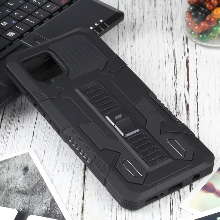 Пионерская серия "Warrior" Двухслойный жесткий ПК Мягкий TPU Бампер Ударостойкий защитный чехол с подставкой для Samsung Galaxy A42 5G - Черный