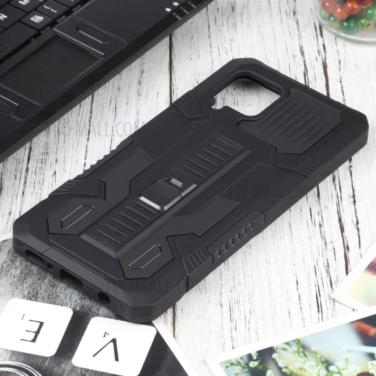 Пионерская серия "Warrior" Двухслойный жесткий ПК Мягкий TPU Бампер Ударостойкий защитный чехол с подставкой для Samsung Galaxy A42 5G - Черный