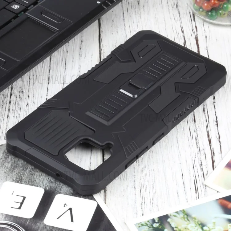 Пионерская серия "Warrior" Двухслойный жесткий ПК Мягкий TPU Бампер Ударостойкий защитный чехол с подставкой для Samsung Galaxy A42 5G - Черный