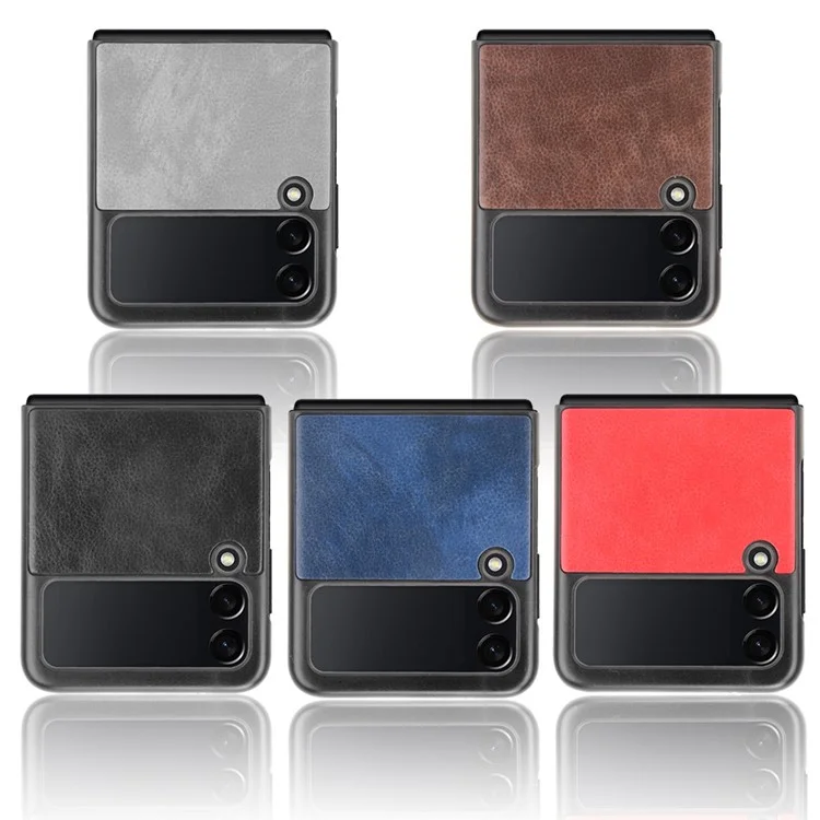 Slim Litchi Texture PU Leather Coated Hard PC Protective Phone Back Cover for Samsung Galaxy Z Flip3 5G - Grey