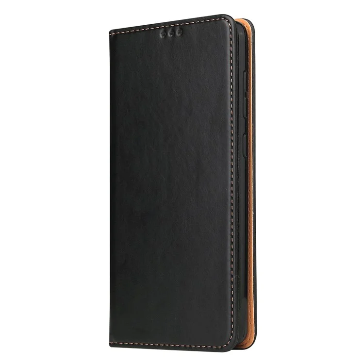 Carteira Textura Genuína de Couro PU Case Stand para Samsung Galaxy A71 5G SM-A716 - Preto