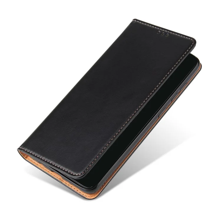 Carteira Textura Genuína de Couro PU Case Stand para Samsung Galaxy A71 5G SM-A716 - Preto