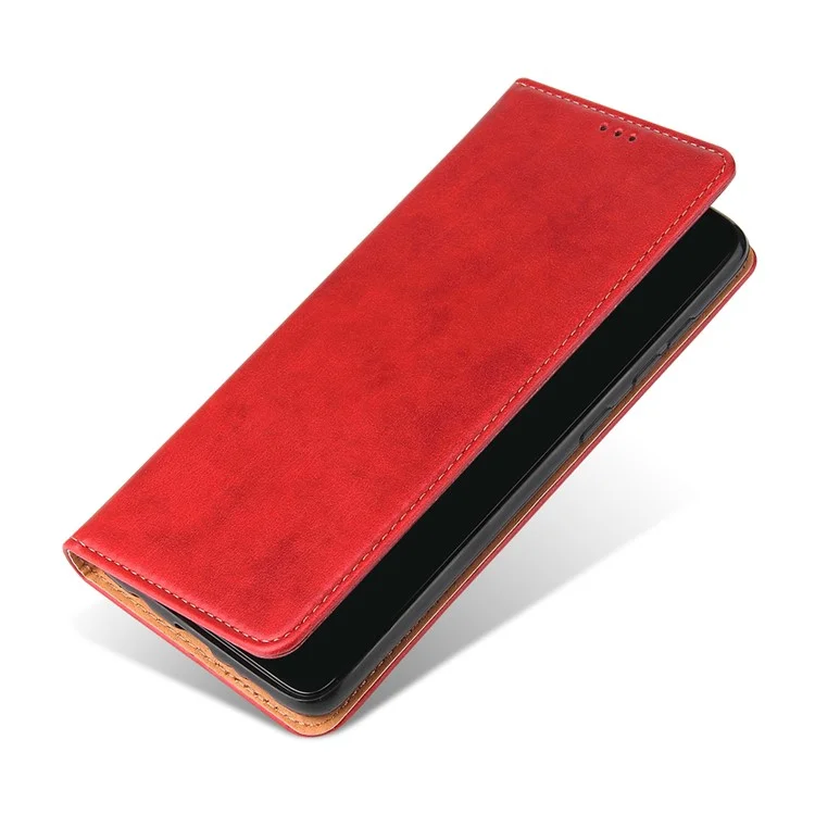 Capa de Telefone Design da Carteira de Textura Genuína PU Couro de Couro Para Samsung Galaxy A51 5G SM-A516 - Vermelho