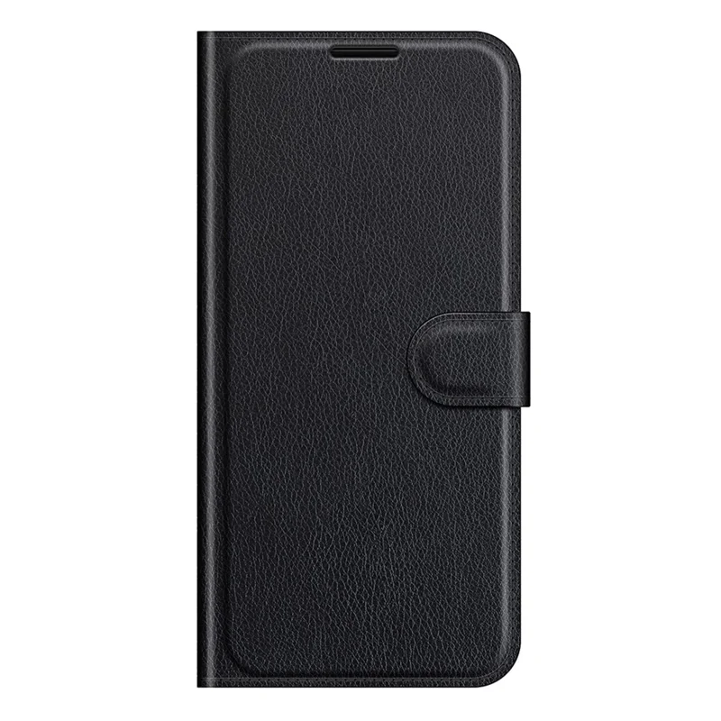 Folio Flip Litchi Skin Drop-Proof Leather Wallet Design Leather Case Stand Cover per Samsung Galaxy A22 5G (Versione UE) - Nero