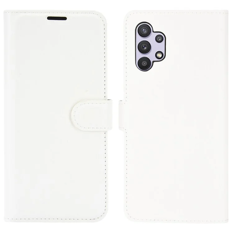 Folio Flip Anti-Scratch Litchi Skin Leather Mobile Phone Wallet Stand Cover Case for Samsung Galaxy A32 4G (EU Version) - White