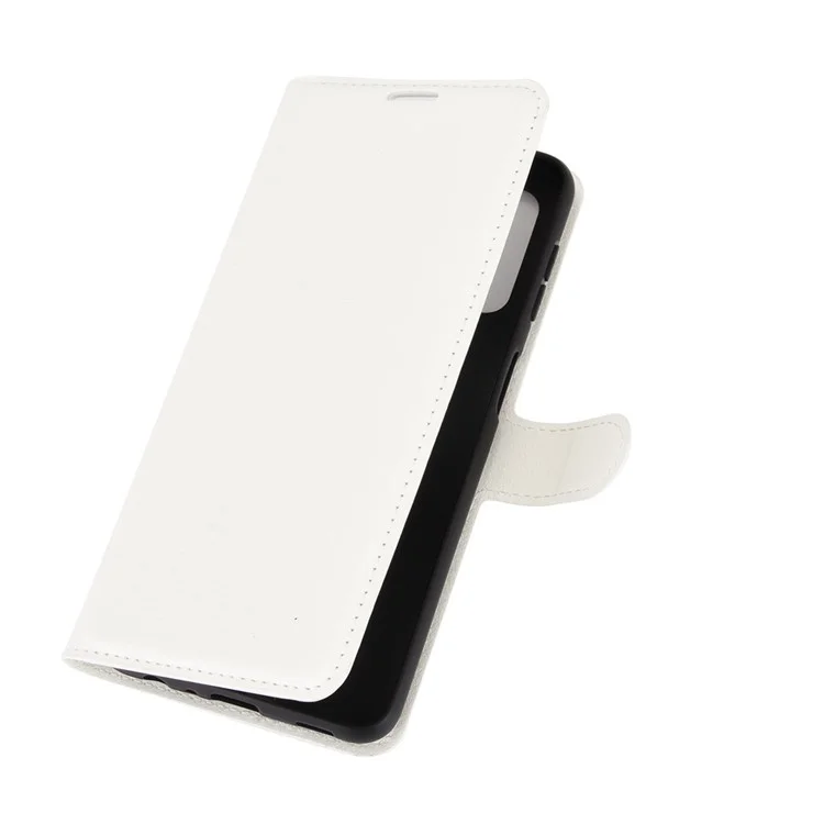 Folio Flip Anti-Scratch Litchi Pele De Pele De Pele Móvel Carteira Carteira Capa Capa Para Samsung Galaxy A32 4G (versão Da UE) - Branco