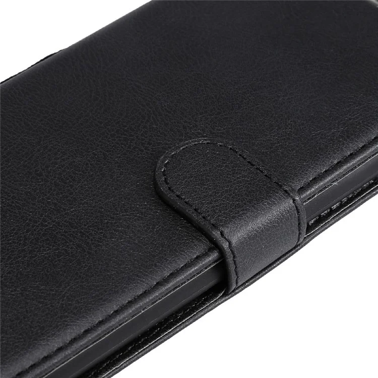 For Samsung Galaxy A03s (166.5 x 75.98 x 9.14mm) Case Solid Color Leather Mobile Cover Wallet Stand with Strap - Black