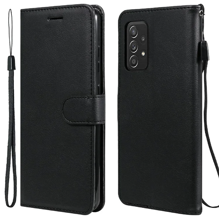 KT Leather Series-2 Full Protective Leather Case Wallet Cover для Samsung Galaxy A52 4G/A52 5G/A52s 5G - черный