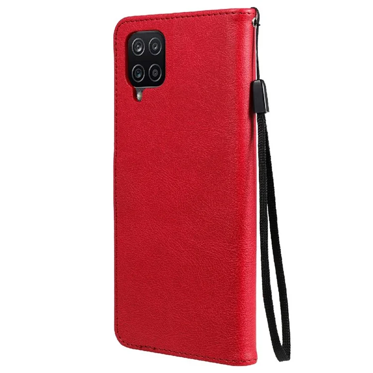 KT Leather Series-2 Full Protective Anti-drop Leather Cover Case Wallet для Samsung Galaxy A12 - Красный