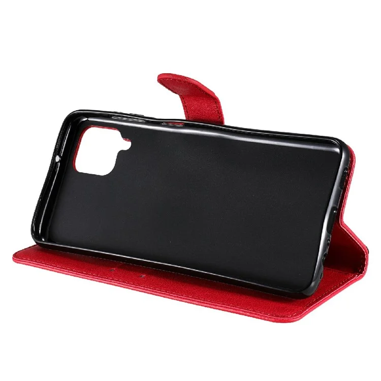 KT Leather Series-2 Full Protective Anti-drop Leather Cover Case Wallet для Samsung Galaxy A12 - Красный