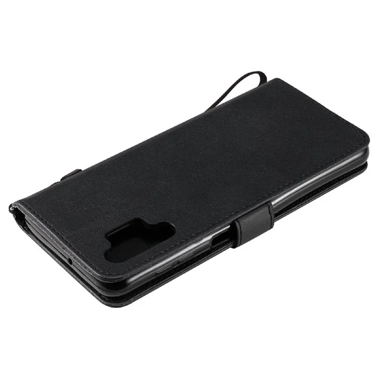 For Samsung Galaxy A32 5G / M32 5G Case Solid Color Leather Mobile Cover Wallet Stand with Strap - Black