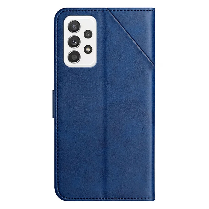 Anti-drop Pure Color PU Leather Phone Cover with Wallet for Samsung Galaxy A52 4G/A52 5G/A52s 5G - Blue