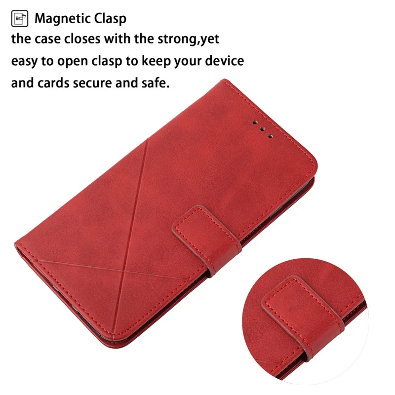 Solid Color Well-protected Wallet Stand Design PU Leather Phone Cover with Strap for Samsung Galaxy A12 - Red