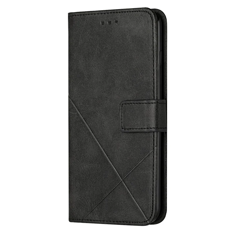 Solid Color Well-protected Wallet Stand Design PU Leather Phone Cover with Strap for Samsung Galaxy A12 - Black