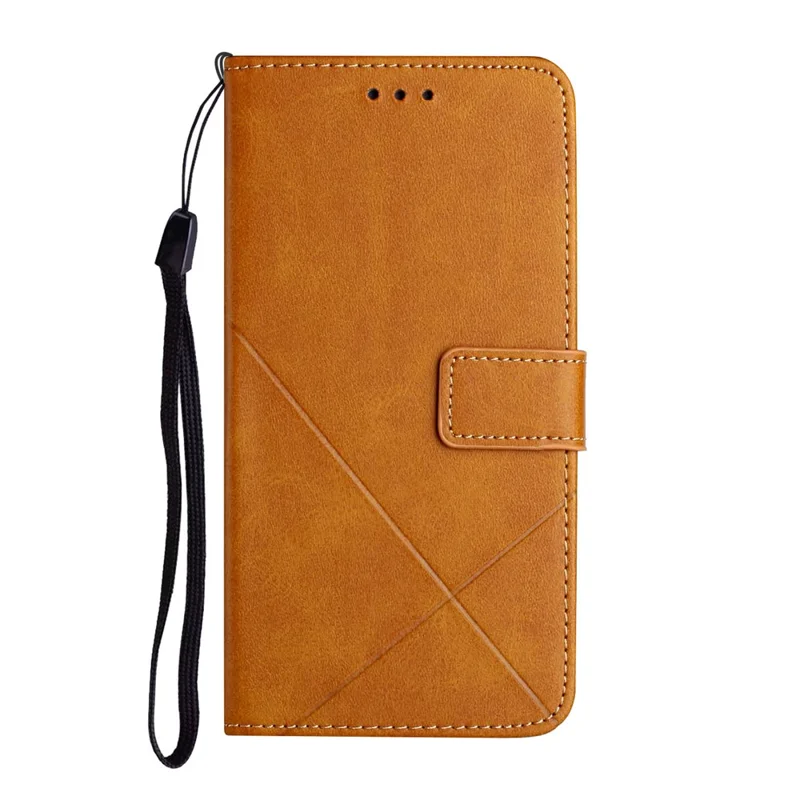 Solid Color Well-protected Wallet Stand Design PU Leather Phone Cover with Strap for Samsung Galaxy A12 - Brown