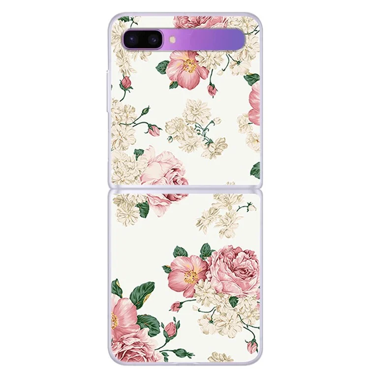 Étui de téléphone rigide en PC avec motif d'impression pour Samsung Galaxy Z Flip 5G - Roses roses