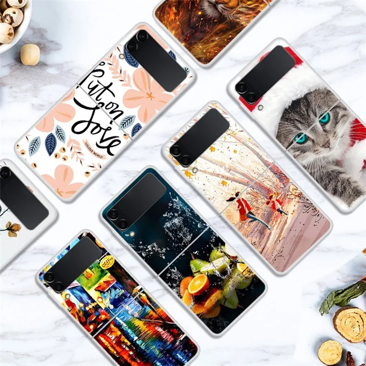 Caso Telefone Protetor Resistente a Choques com Design de Impressão de Padrão para Samsung Galaxy Z Flip3 5G - Amor
