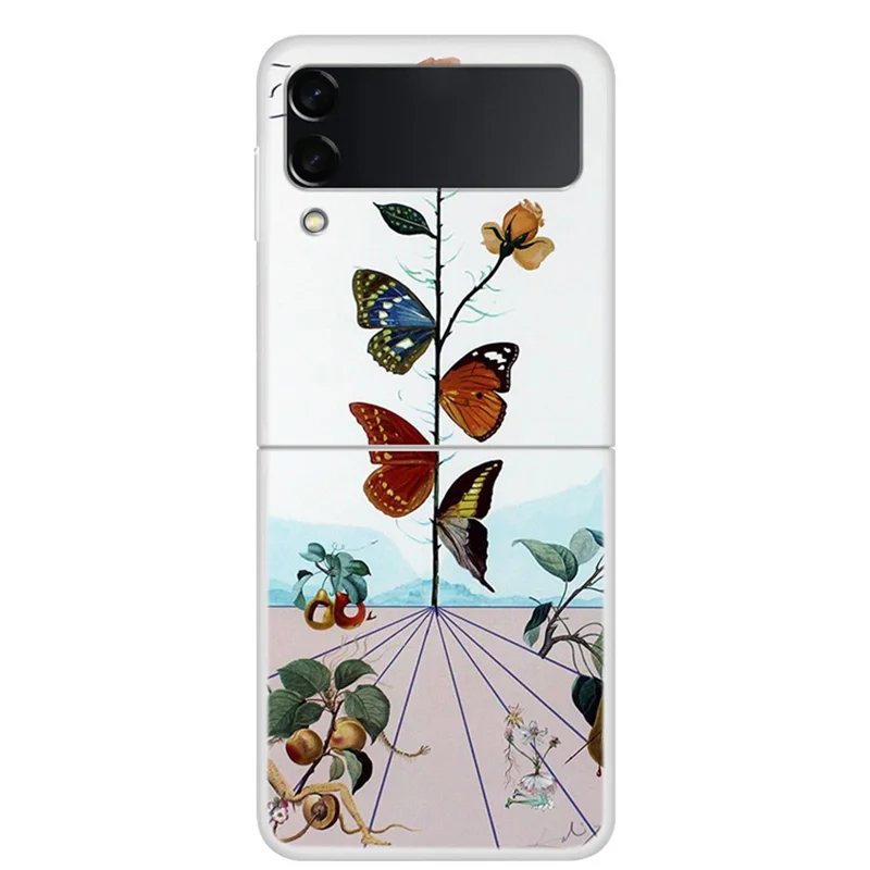 Pattern Printing Design Hard PC Slim Fit Shockproof Protective Phone Case for Samsung Galaxy Z Flip3 5G - Butterfly Flower