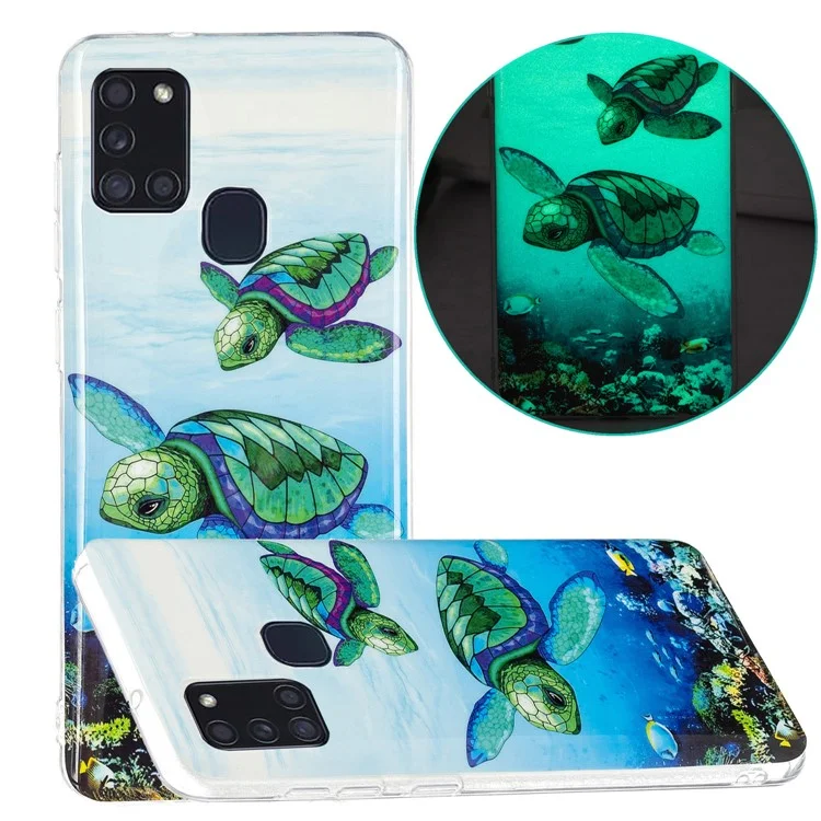 Noctilucent Pattern Phone Case IMD Luminous Soft TPU Cover for Samsung Galaxy A21s (Global Version) - Turtle